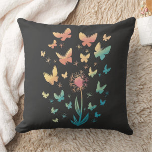 Cojín Decorativo Arte caprichoso de mariposa de remolino de diente