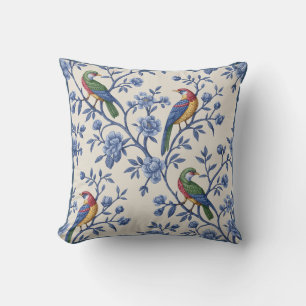 Cojín Decorativo Arte Chinoiserie Pájaros y Flores