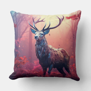 Cojín Decorativo Arte colorido de la fauna silvestre Stag Deer Anim