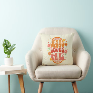 Cojín Decorativo Arte cristiano retro “Jesús me ama” – Fait genial