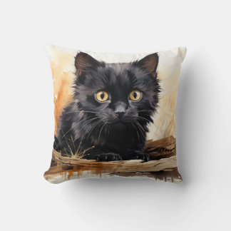 Cojín Decorativo Arte cutáneo de color negro de gato