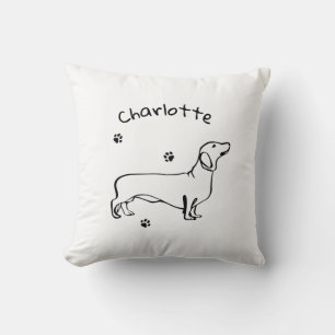 Cojín Decorativo Arte Dachshund minimalista - Tu texto, tu estilo