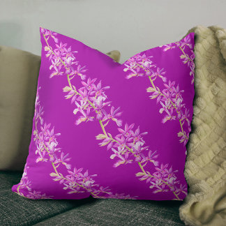 Cojín Decorativo Arte de acuarela de flores de orquídeas de joyas p