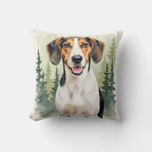 Cojín Decorativo Arte de acuarela del sabueso Treeing Walker en un 