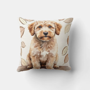 Cojín Decorativo Arte de Acuarela Orgánico Remolino de Lagotto Roma