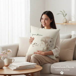 Cojín Decorativo Arte de Acuarela Personalizado con Nombre Regalo p