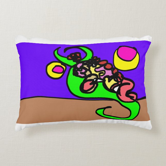 Cojín Decorativo Arte de ajolote rosa (Anverso)