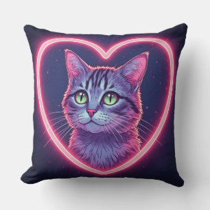 Cojín Decorativo Arte de amor de gatito brillante   Regalo romántic