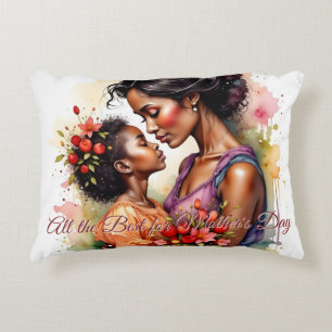 Cojín Decorativo Arte de amor del día de la madre en estilo acuarel