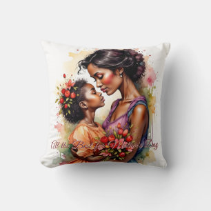 Cojín Decorativo Arte de amor del Día de la Madre en estilo acuarel