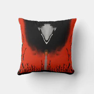 Cojín Decorativo Arte de Anime Fantasía Oscura Cuervo y Demonio