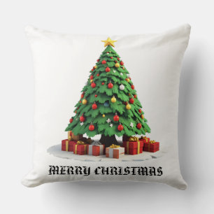 Cojín Decorativo Arte de árbol de Navidad de peluche vintage