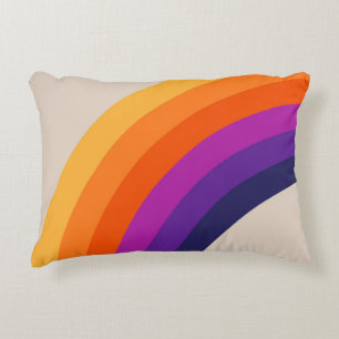 Cojín Decorativo Arte de arcoiris de estilo retro colorido