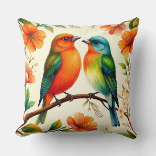 Cojín Decorativo Arte de aves coloridas y audaces: declaración de l