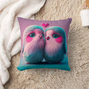 Cojín Decorativo Arte de aves lindas que aman los corazones inspira