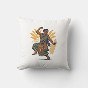 Cojín Decorativo Arte de Bailarín Cultural Vintage de Madagascar - 