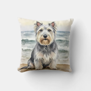 Cojín Decorativo Arte de banda en capas de acuarela de Skye Terrier