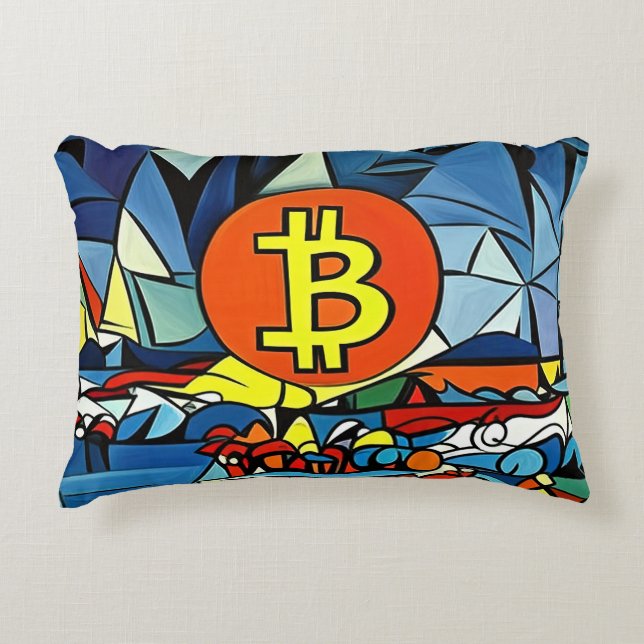 Cojín Decorativo Arte de Bitcoin (Anverso)