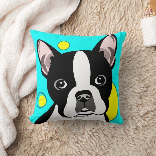 Cojín Decorativo Arte de Boston Terrier (Manta)