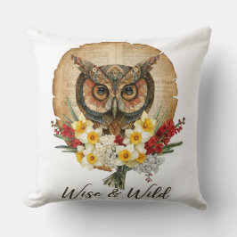 Cojín Decorativo Arte de búho boho sabio y salvaje