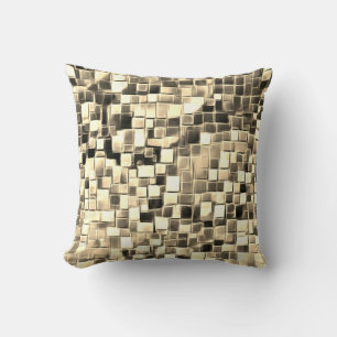 Cojín Decorativo Arte de burbuja de mosaico / Sepia /