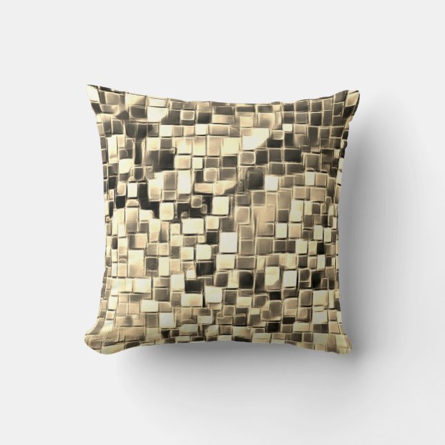 Cojín Decorativo Arte de burbuja de mosaico / Sepia / (Anverso)