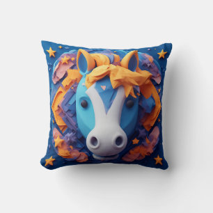 Cojín Decorativo Arte de caballo de origami colorido con fondo estr