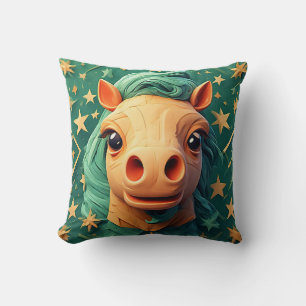 Cojín Decorativo Arte de caballo de origami colorido con fondo estr