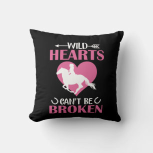 Cojín Decorativo Arte de caballos Corazones salvajes no se pueden r