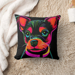 Cojín Decorativo Arte de cachorro canino neón