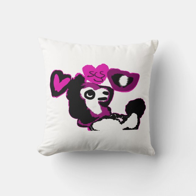 Cojín Decorativo Arte de caniche púrpura (Anverso)