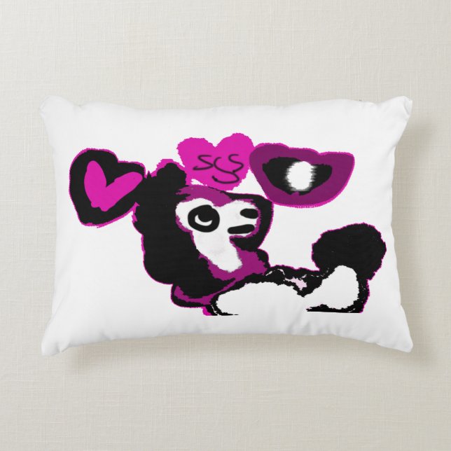 Cojín Decorativo arte de caniche púrpura (Anverso)