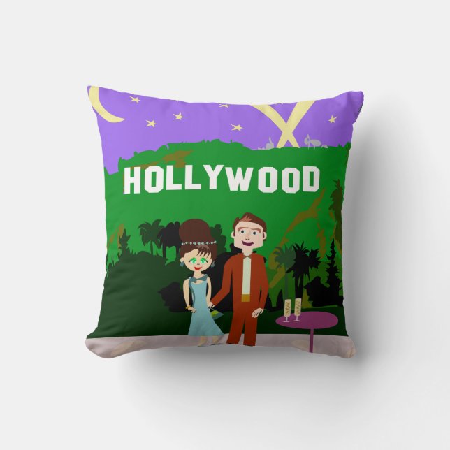 Cojín Decorativo Arte de caracteres retro romántico de Hollywood (Anverso)