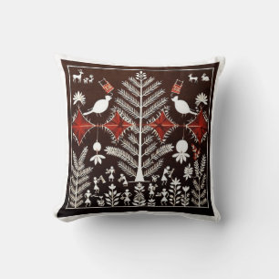 Cojín Decorativo Arte de cartel del Árbol de la Vida Tribal Warli p