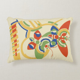 Cojín Decorativo Arte de cartel floral geométrico retro Art Déco