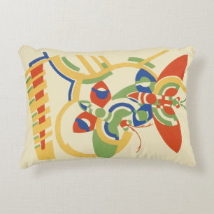Cojín Decorativo Arte de cartel floral geométrico retro Art Déco