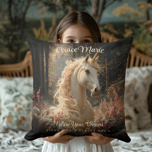 Cojín Decorativo Arte de castillo de cuento de hadas de unicornio d