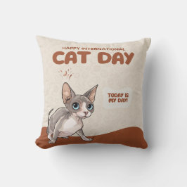 Cojín Decorativo Arte de celebración del día internacional del gato