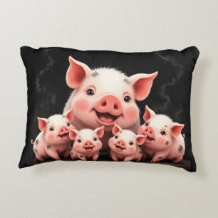 Cojín Decorativo Arte de cerdo – Madre cerdo y lechones