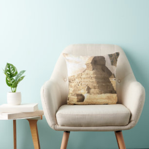 Cojín Decorativo Arte de Collage de la Esfinge Egipcia Vintage – Vi