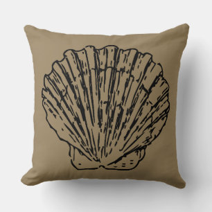 Cojín Decorativo Arte de conchas marinas negras vintage