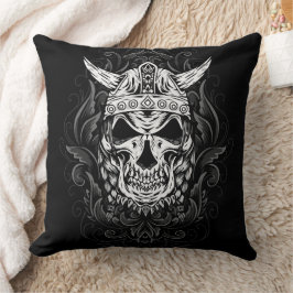 Cojín Decorativo Arte de cráneo grabado vikingo