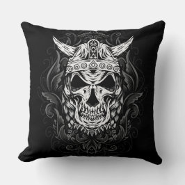 Cojín Decorativo Arte de cráneo grabado vikingo