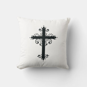 Cojín Decorativo Arte de Cruz Tallada Ornamental Premium