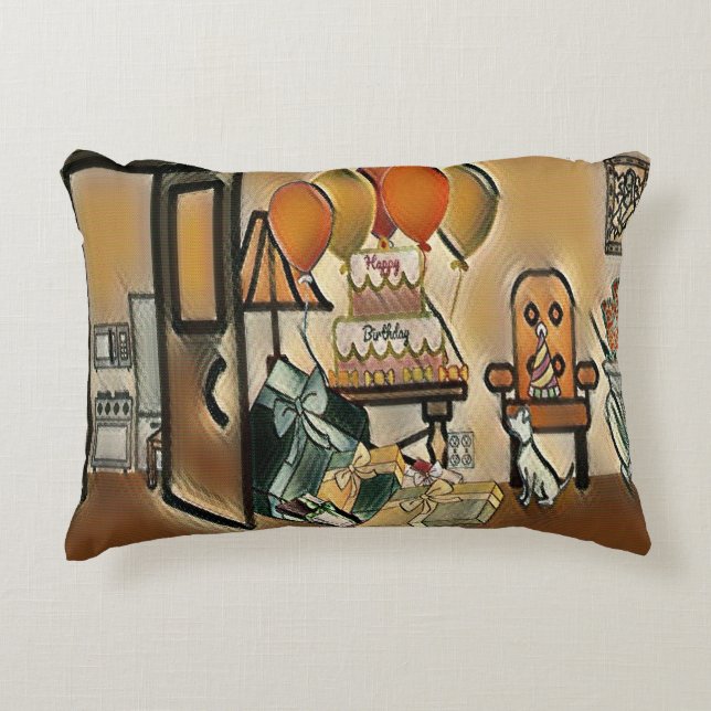 Cojín Decorativo Arte de cumpleaños feliz (Anverso)