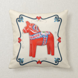 Cojín Decorativo Arte de Dala Horse Folk Sueco enmarcado