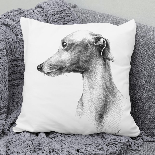 Cojín Decorativo Arte de dibujo del perro blanco de Greyhound itali (Subido por el creador)
