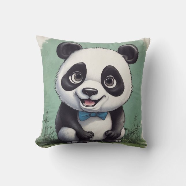 Cojín Decorativo Arte de dibujo Personalizado Panda (Anverso)
