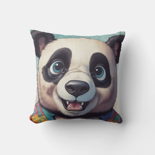 Cojín Decorativo Arte de dibujo Personalizado Panda (Anverso)