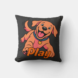 Cojín Decorativo Arte de dibujos animados de cachorro juguetón lind